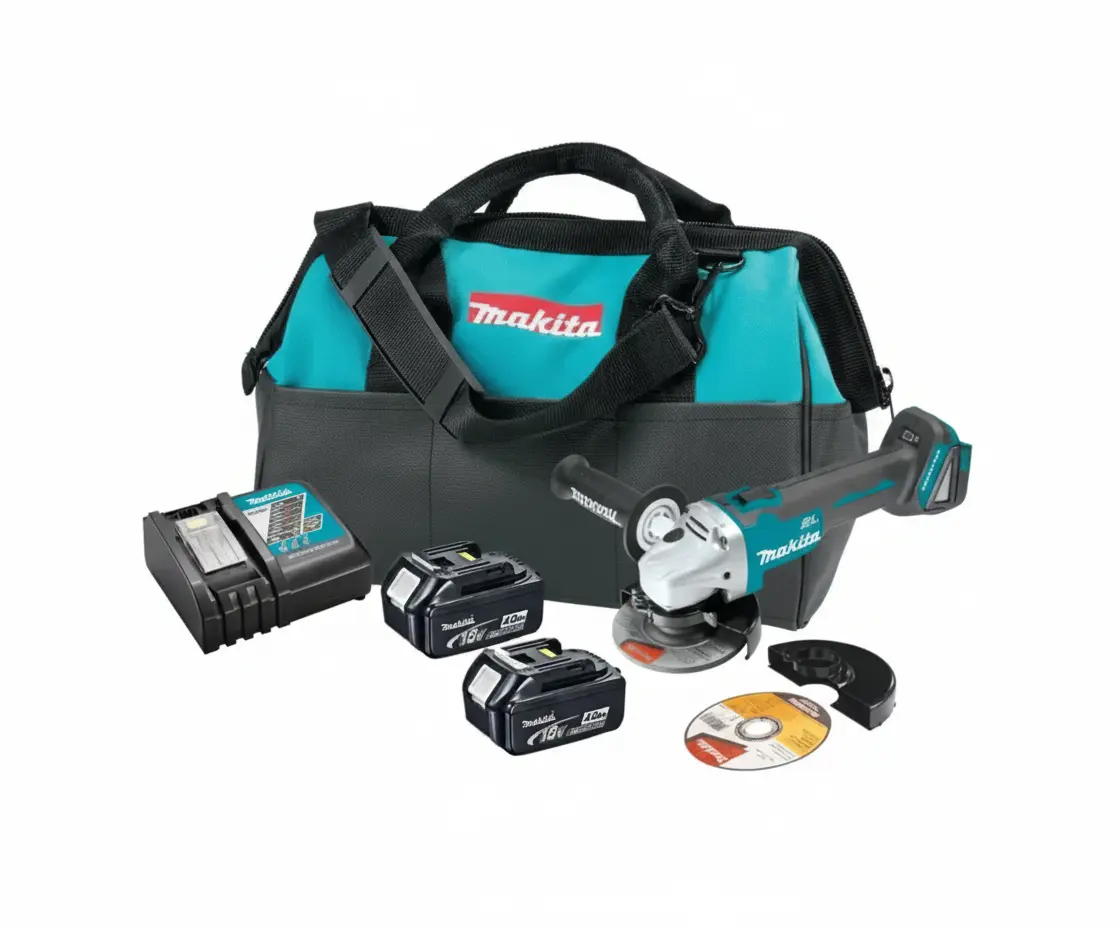 Makita משחזת זווית נטענת 18V + שתי סוללות 4.0Ah